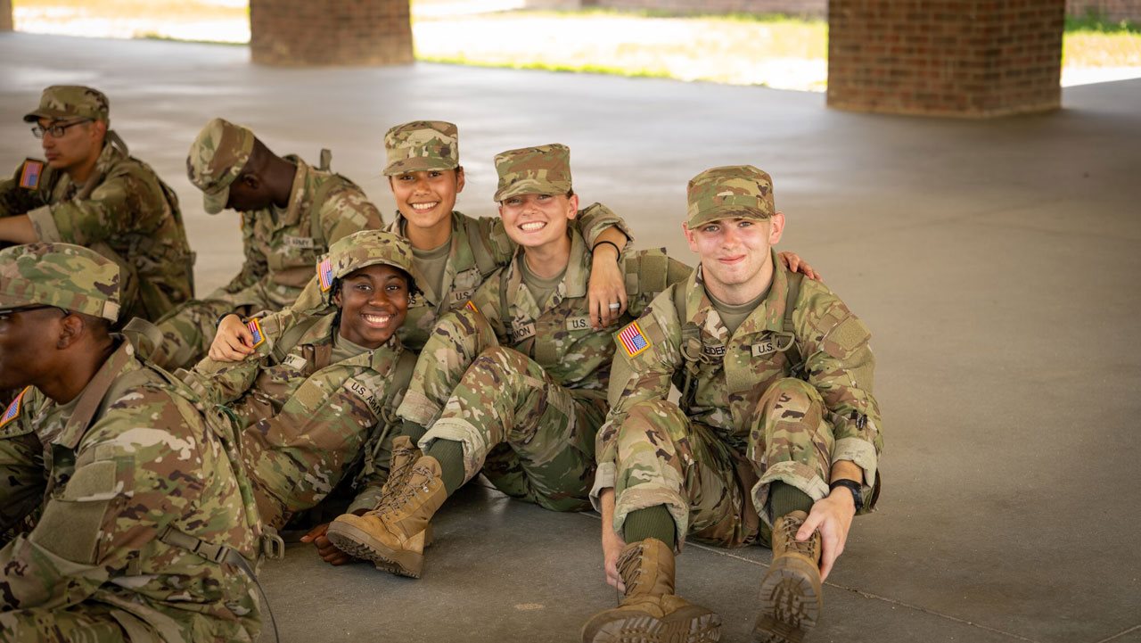 Freinds from the The Future Soldier Preparatory Course handing out together.